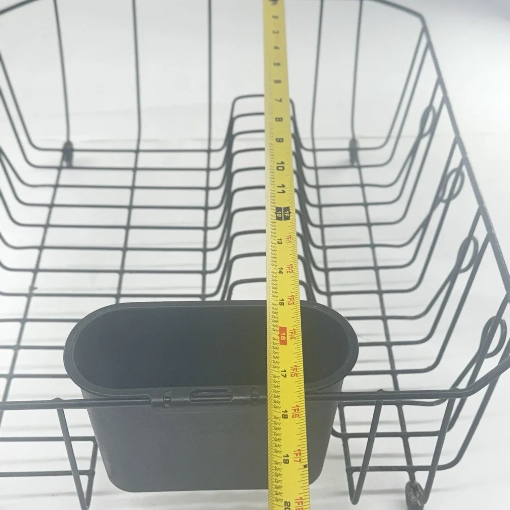 Rubbermaid Black Wire Dish Drainer Drying Rack w/Plastic Utensil Cup Rubber Feet